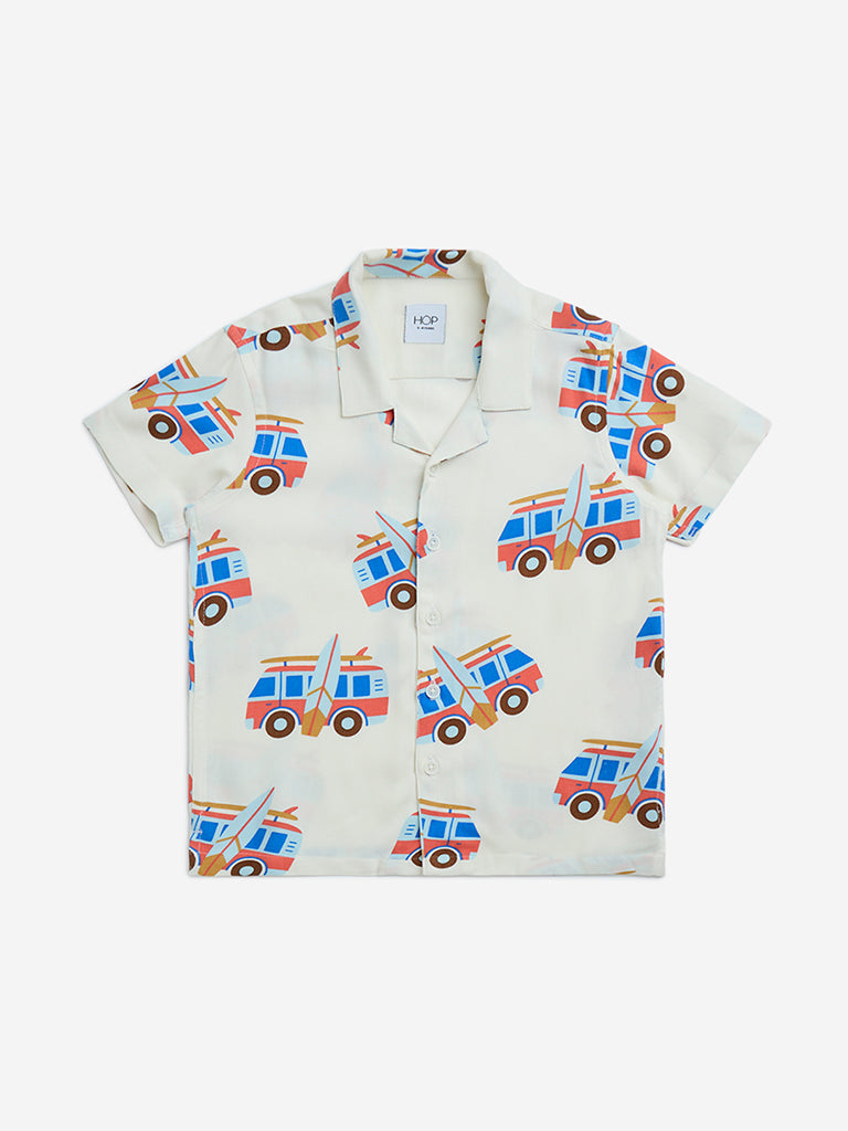 HOP Kids Off-White Printed Shirt
