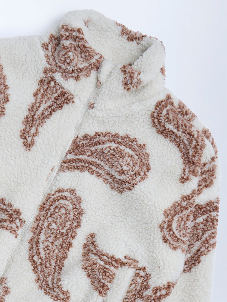 Y&F Kids Brown Paisley Printed Sweater