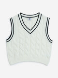 Y&F Kids White Knit-Textured Sweater Vest