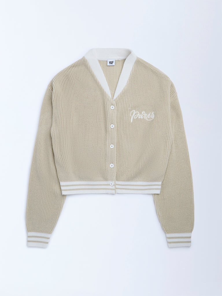 Y&F Kids Beige Knit-Textured Sweater