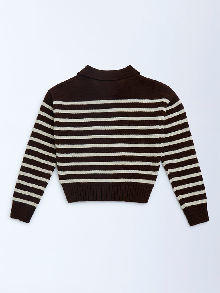 Y&F Kids Brown Striped Sweater
