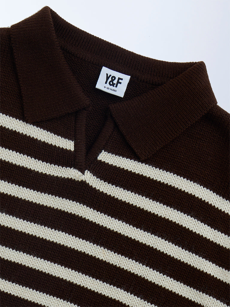 Y&F Kids Brown Striped Sweater
