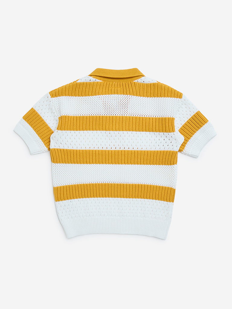 HOP Kids Yellow Knitted Cotton T-Shirt