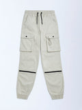 Y&F Kids Cream Mid-Rise Cotton-Blend Joggers