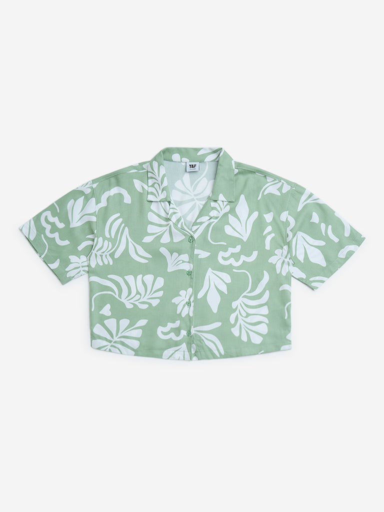 Y&F Kids Sage Botanical Printed Shirt