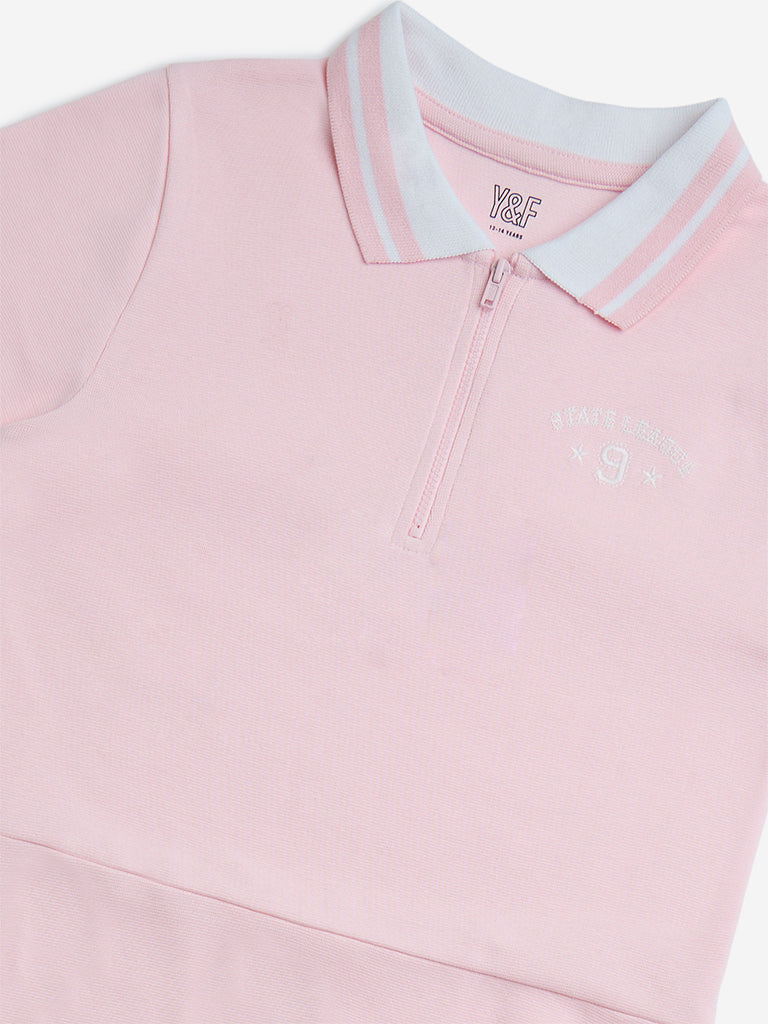 Y&F Kids Pink Cotton-Blend Dress