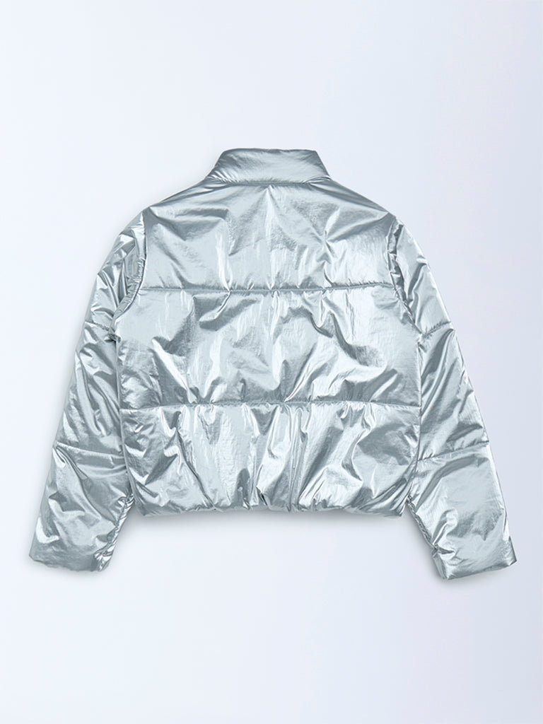 Y&F Kids Silver Quilted Puffer Jacket