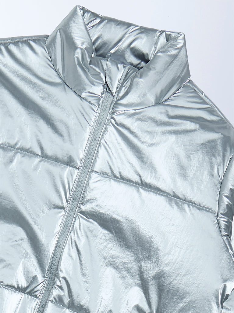 Y&F Kids Silver Quilted Puffer Jacket