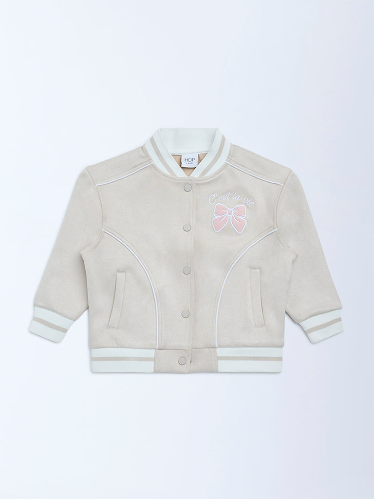 HOP Kids Beige Bow Design Jacket