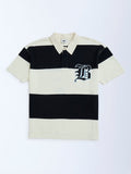 Y&F Kids Black Colour-Blocked Cotton Polo T-Shirt