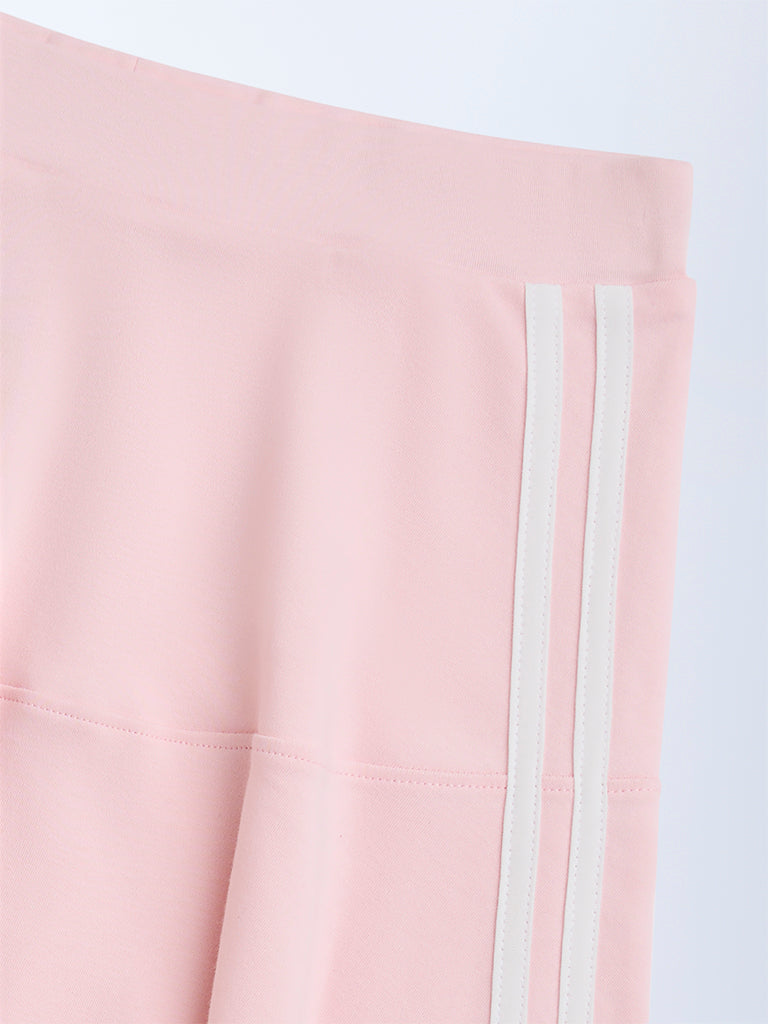 Y&F Kids Pink Striped High-Rise Cotton-Blend Skirt
