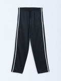 Y&F Kids Black Striped Mid-Rise Trousers