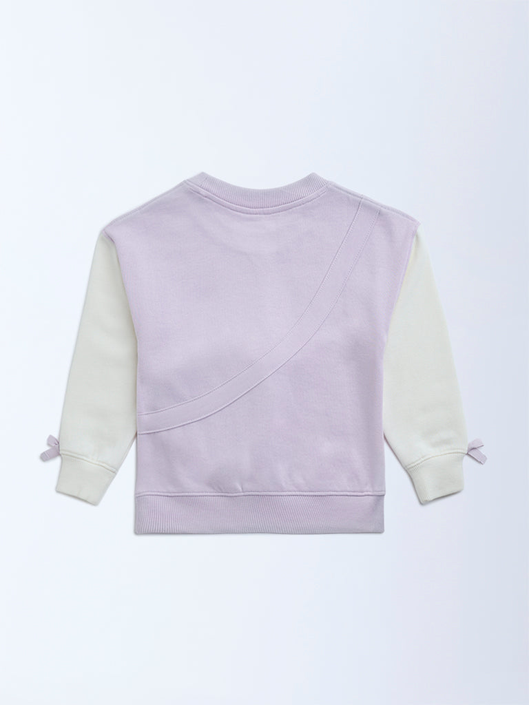 HOP Kids Lilac Text Design Cotton-Blend Sweatshirt