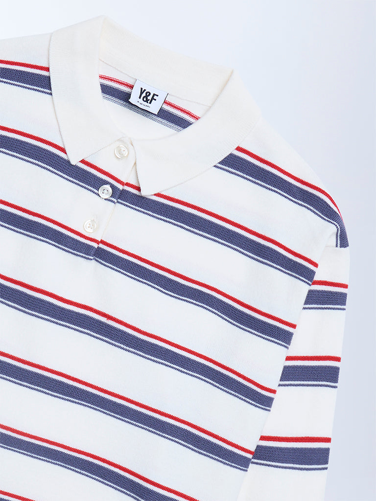 Y&F Kids White Striped Sweater