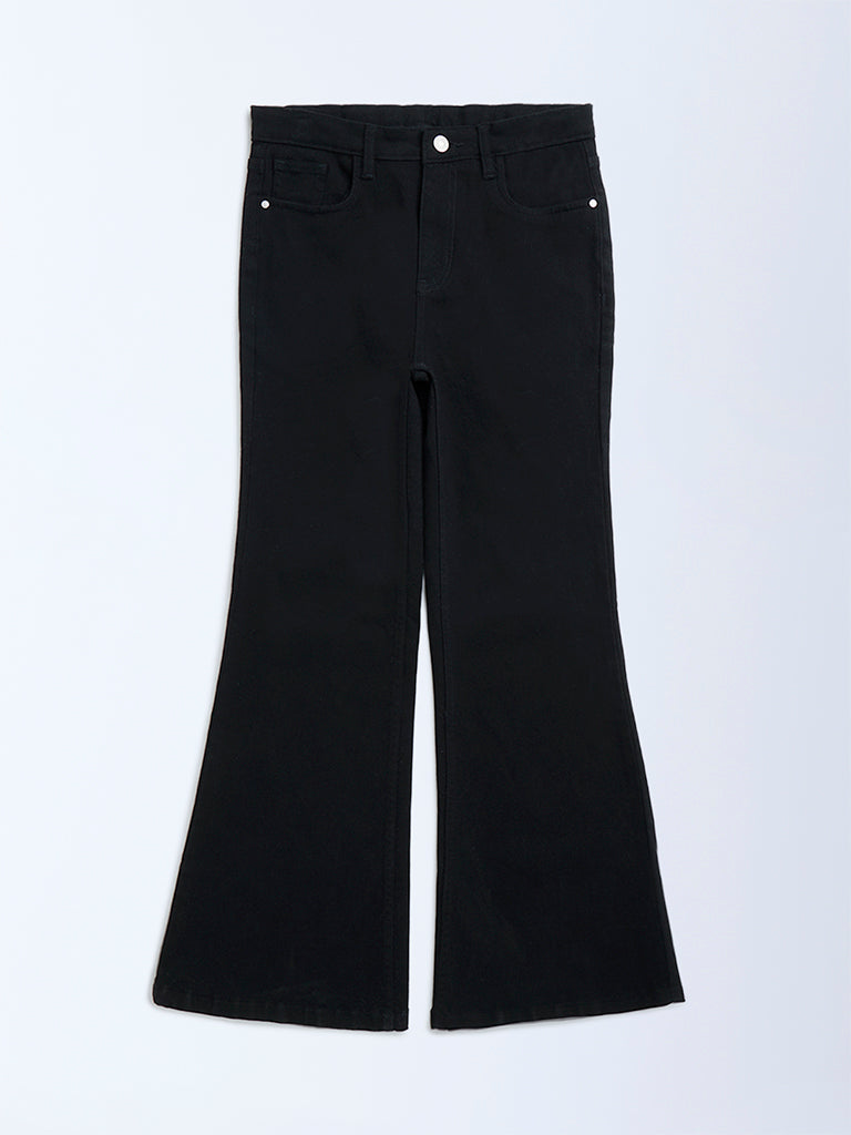 Y&F Kids Black High-Rise Bootcut Jeans