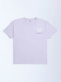 Y&F Kids Lilac Text Pattern Cotton T-Shirt