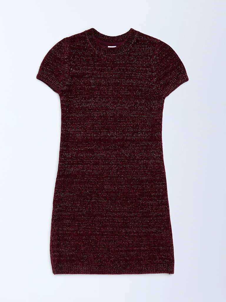 Y&F Kids Burgundy Knitted Bodycon Dress