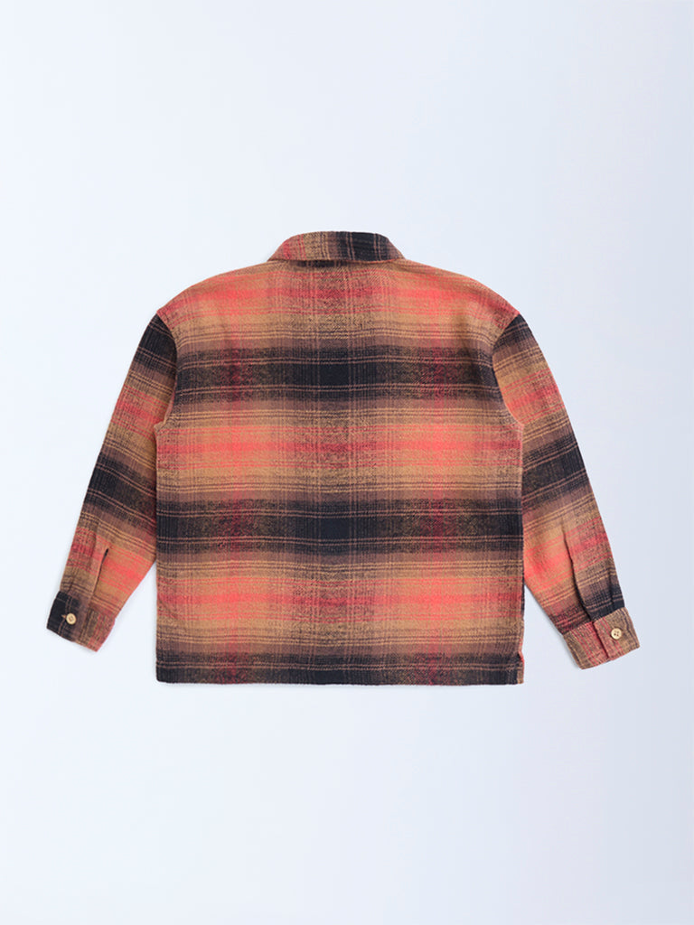 HOP Kids Rust Checkered Cotton Shirt