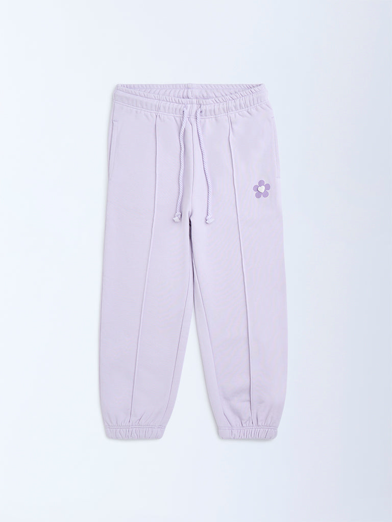 HOP Kids Lilac High-Rise Cotton-Blend Joggers