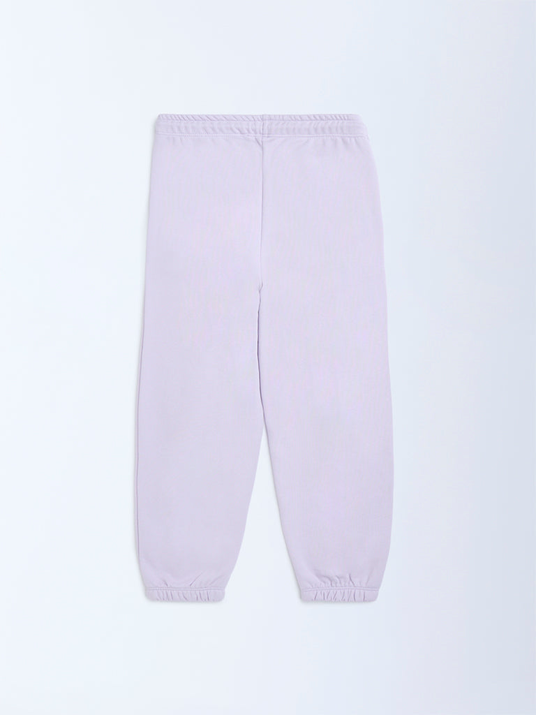 HOP Kids Lilac High-Rise Cotton-Blend Joggers