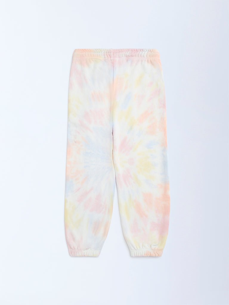 HOP Kids Multicolour Tie-Dye High-Rise Cotton-Blend Joggers
