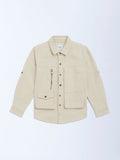 HOP Kids Beige Basketball-Themed Denim Shirt
