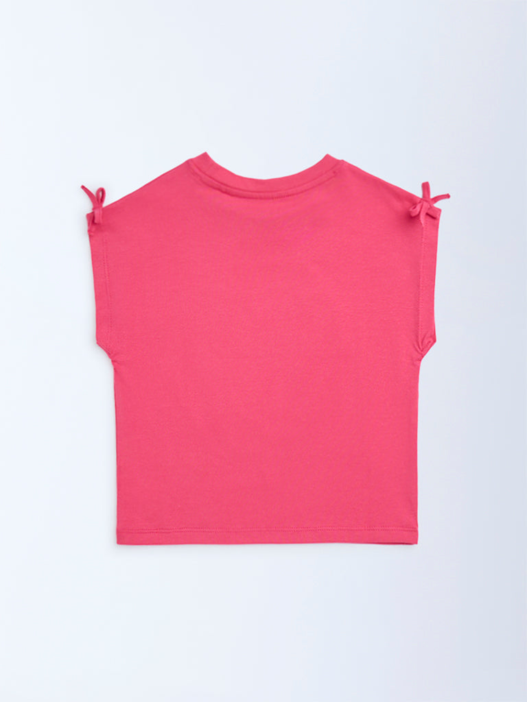 HOP Kids Fuchsia Sequin Detailed Cotton Top