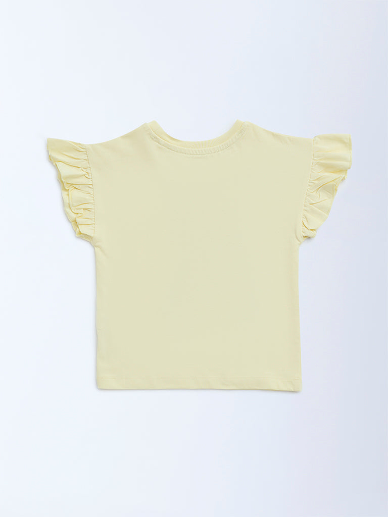 HOP Kids Yellow Animal Design Cotton Top