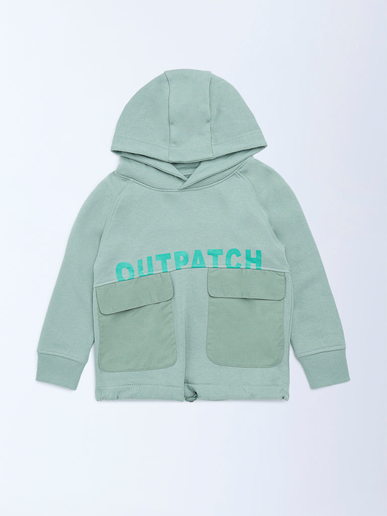 HOP Kids Sage Typographic Cotton-Blend Hoodie