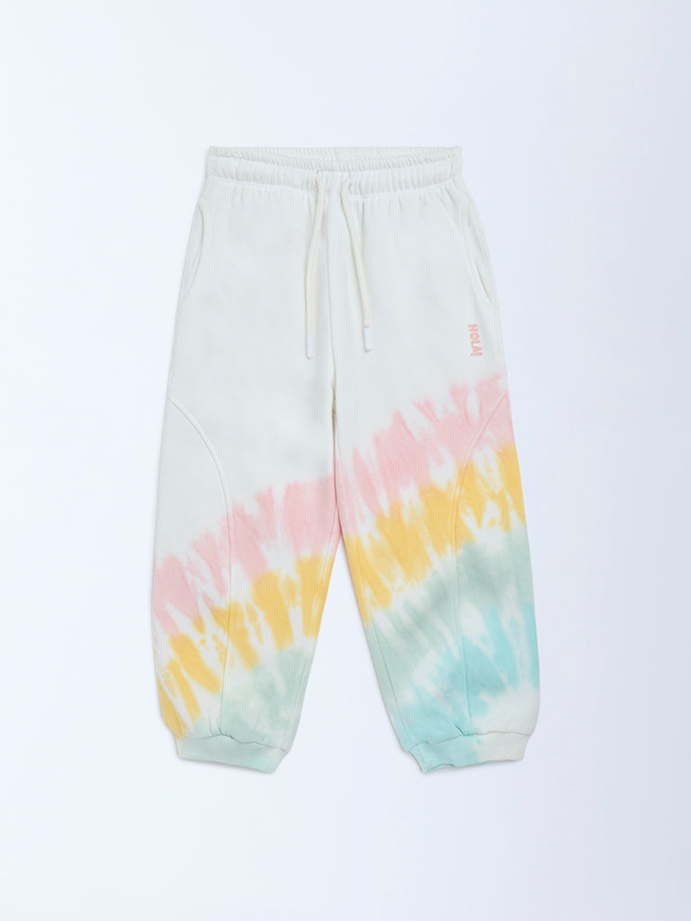 HOP Kids Off-White Tie-Dye High-Rise Cotton-Blend Joggers