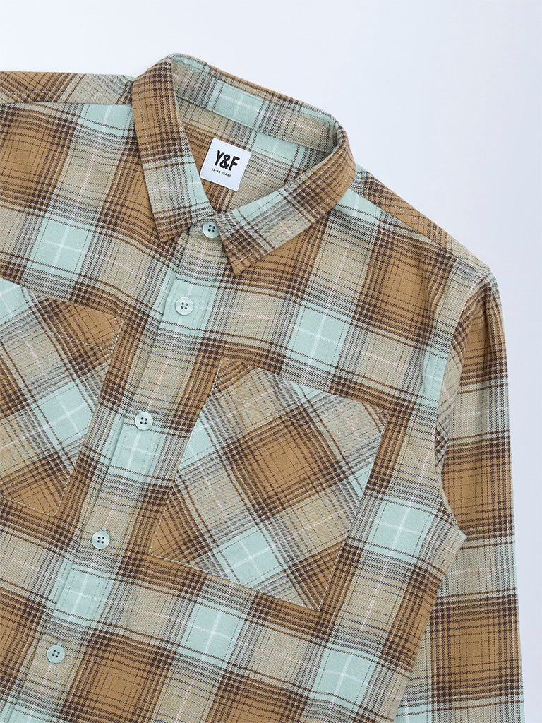 Y&F Kids Multicolour Checks Pattern Cotton Shirt