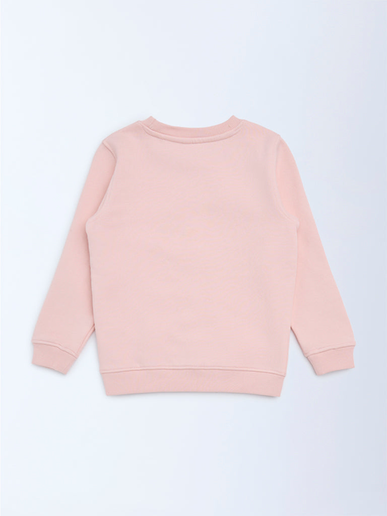 HOP Kids Dusty Pink Embellished Cotton-Blend Sweatshirt