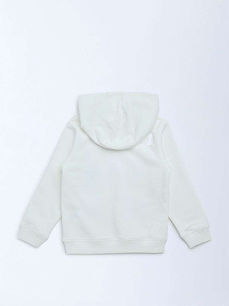 HOP Kids White Holiday-Themed Cotton-Blend Hoodie