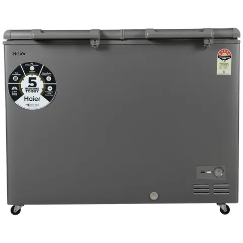 Haier Titanium 595 Litres 5 Star Double Door Deep Freezer with Stabilizer Free Operation (HFC-595DME5, Grey)