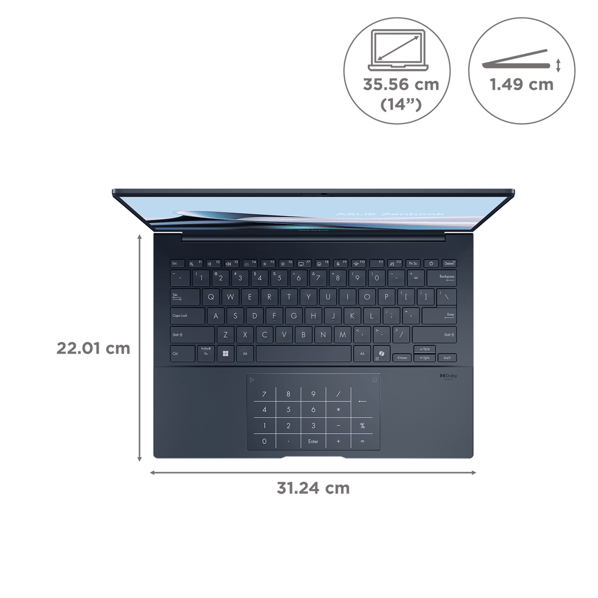 ASUS Zenbook 1 Intel Core Ultra 5 225H Touchscreen Notebook Laptop (16GB, 1TB SSD, Windows 11 Home, 14 inch OLED Display, MS Office 2024, Ponder Blue, 1.28 KG)