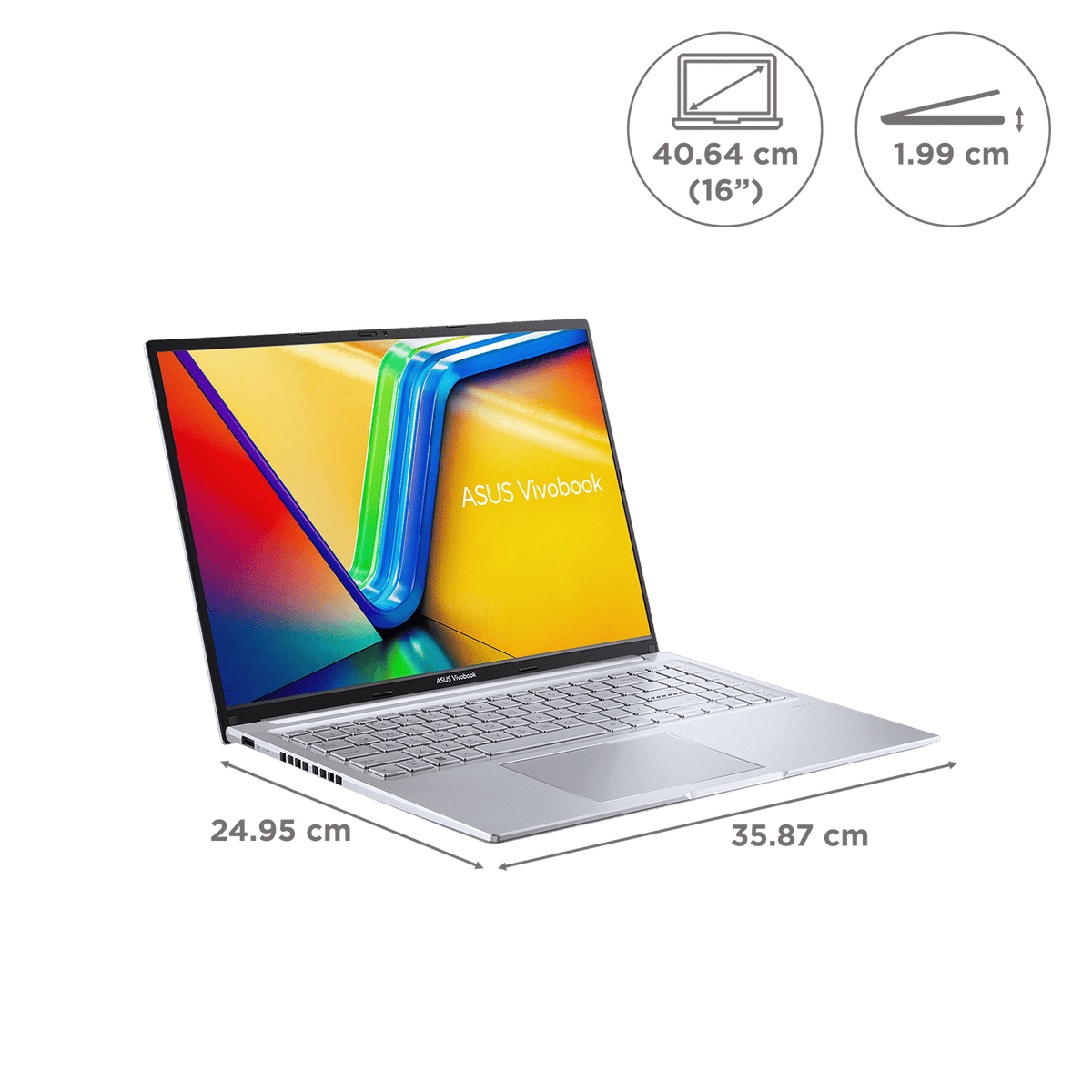 ASUS Vivobook 16 X1605VA-MB1628WS Intel Core i7 13th Gen Laptop (16GB, 512GB SSD, Windows 11 Home, 16 inch WUXGA IPS Display, MS Office 2024, Cool Silver, 1.88 KG)