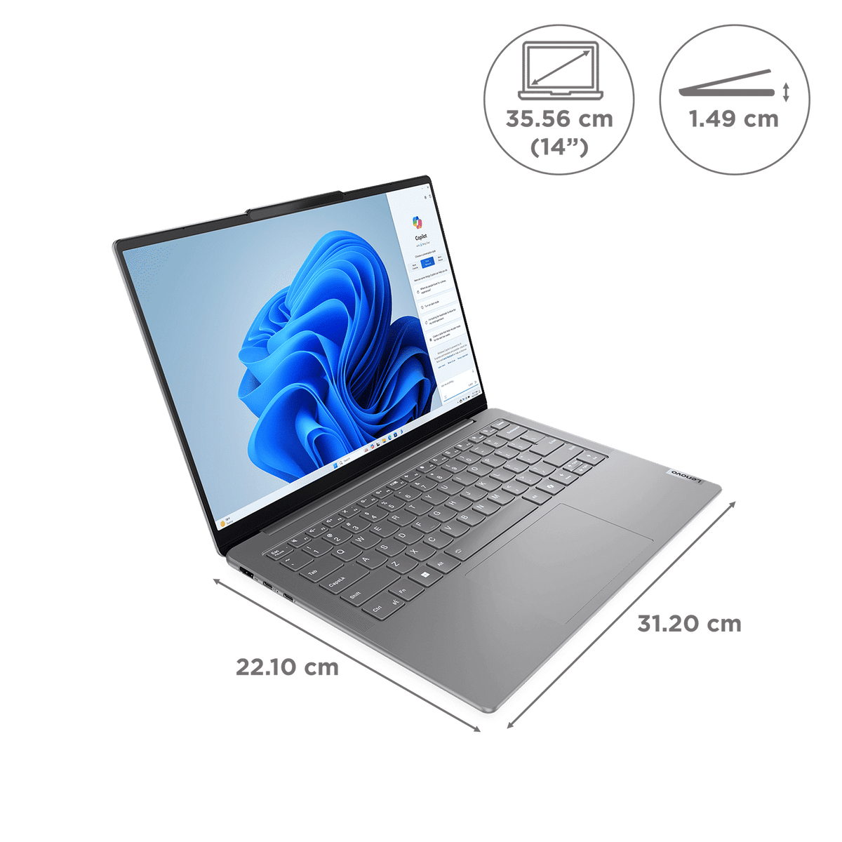 Lenovo Yoga Slim 7 14IMH9 Intel Core Ultra 5 Laptop (16GB, 1TB SSD, Windows 11 Home, 14 inch WUXGA OLED Display, MS Office 2024, Luna Grey, 1.39 KG)