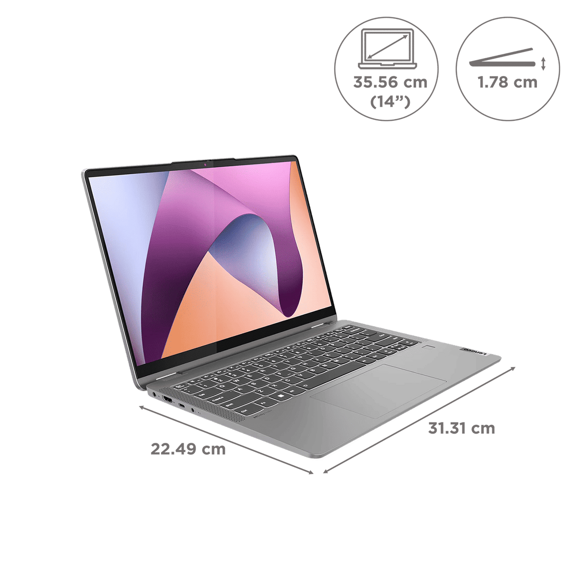Lenovo IdeaPad Flex 5 14ABR8 AMD Ryzen 7 Touchscreen 2-in-1 Laptop (16GB, 512GB SSD, Windows 11 Home, 14 inch WUXGA IPS Display, MS Office Home 2024, 1.55 KG)