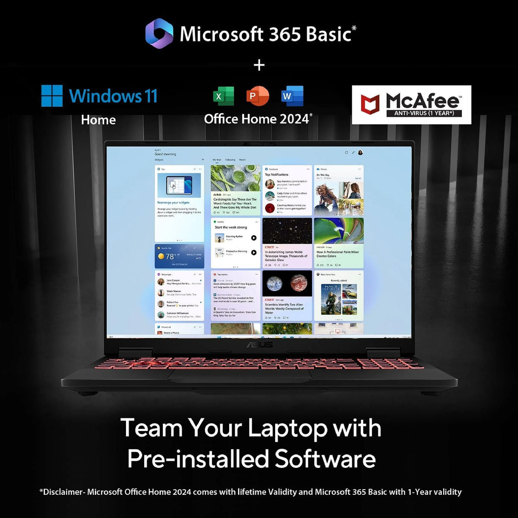 ASUS TUF F16 FX608JH-RV057WS Intel Core i5 13th Gen Gaming Laptop (16GB, 1TB SSD, Windows 11 Home, 8GB Graphics, 16 inch 165 Hz FHD+ WUXGA Display, NVIDIA GeForce RTX 5050, MS Office Home 2024, Jaeger Gray, 2.20 KG)