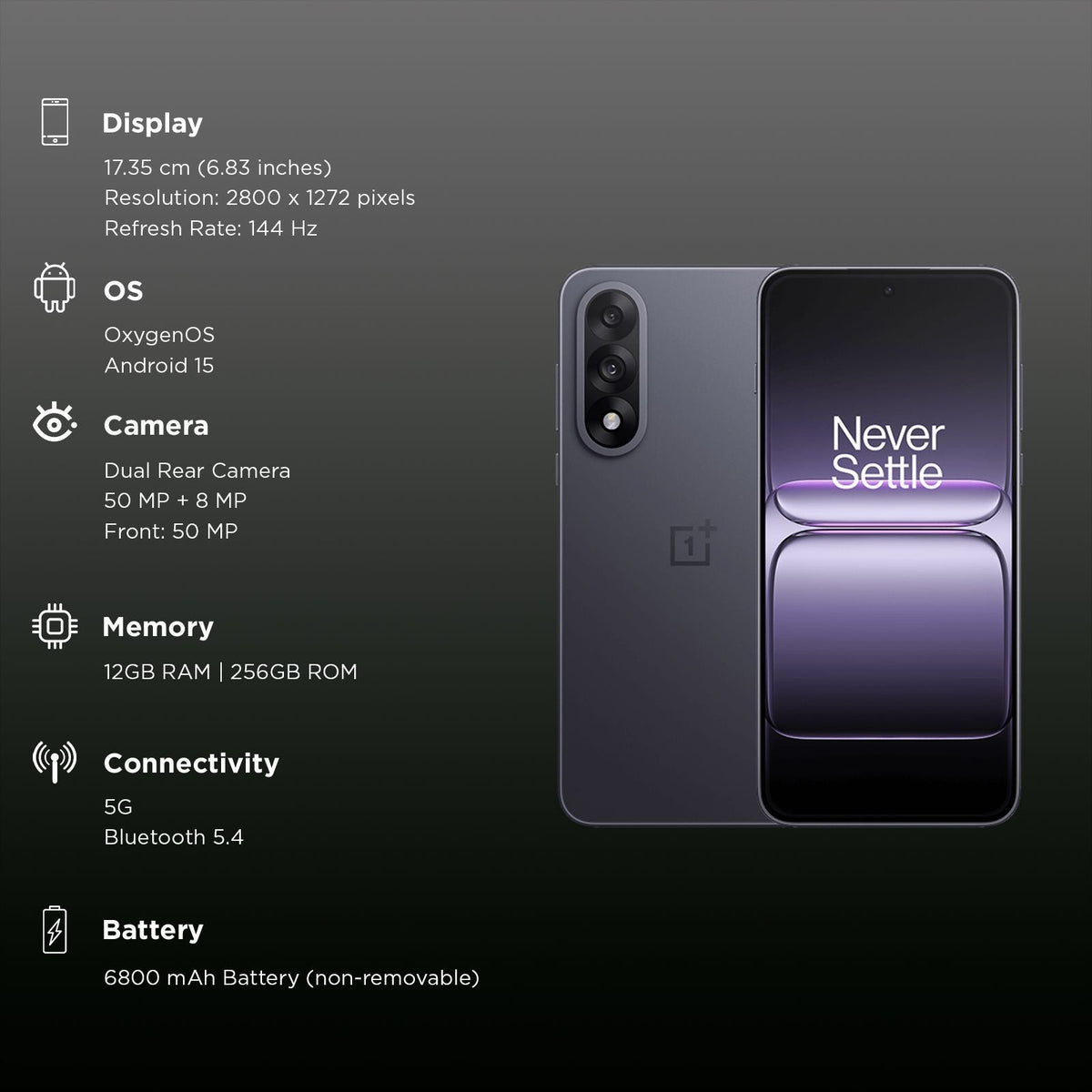 OnePlus Nord 5 5G (12GB RAM, 256GB, Phantom Grey)