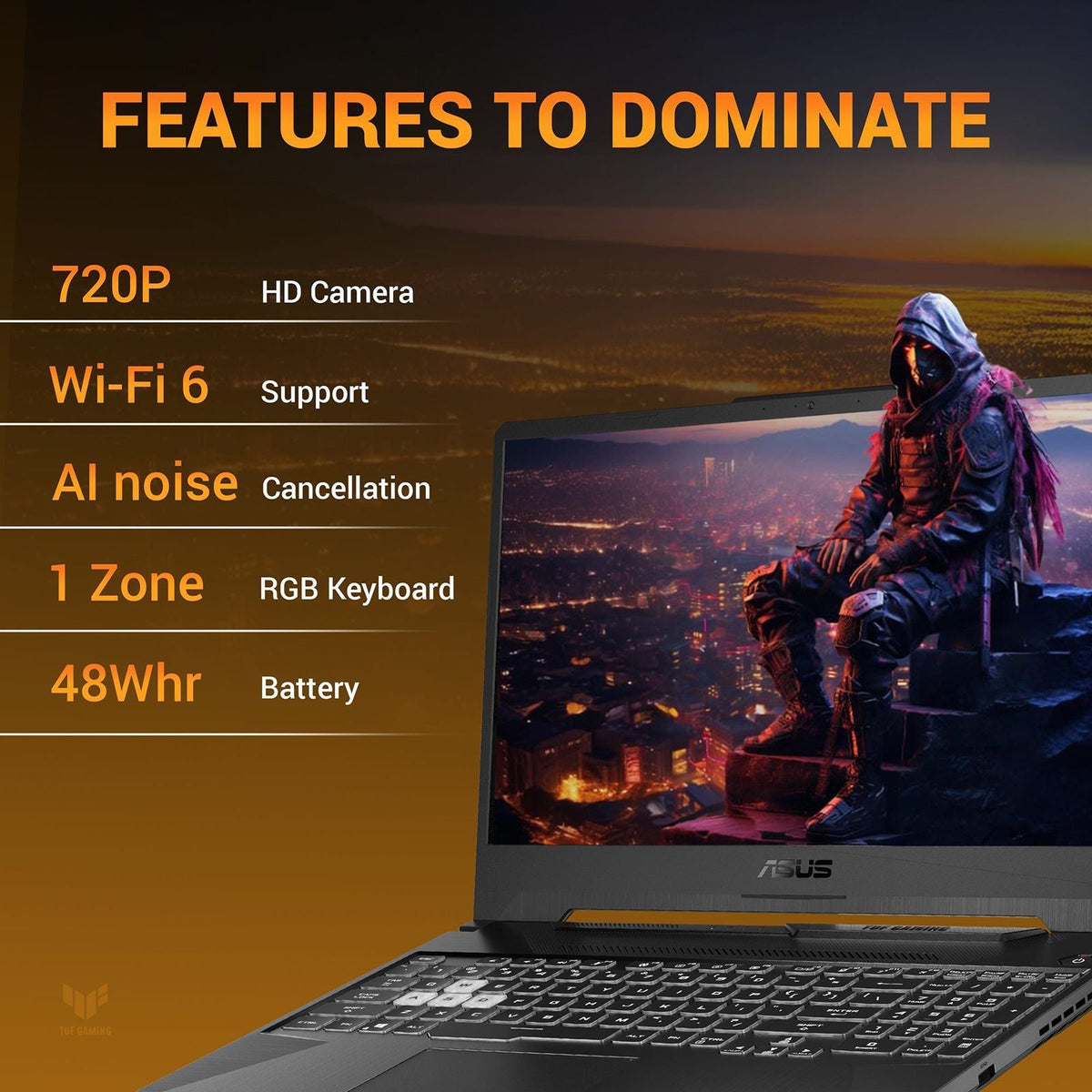 ASUS TUF A16 FA607NUG-RL189WS AMD Ryzen 7 Gaming Laptop (16GB, 1TB SSD, Windows 11 Home, 6GB Graphics, 16 inch 144 Hz WUXGA Display, NVIDIA GeForce RTX 4050, MS Office Home 2024, Mecha Gray, 4.48 KG)