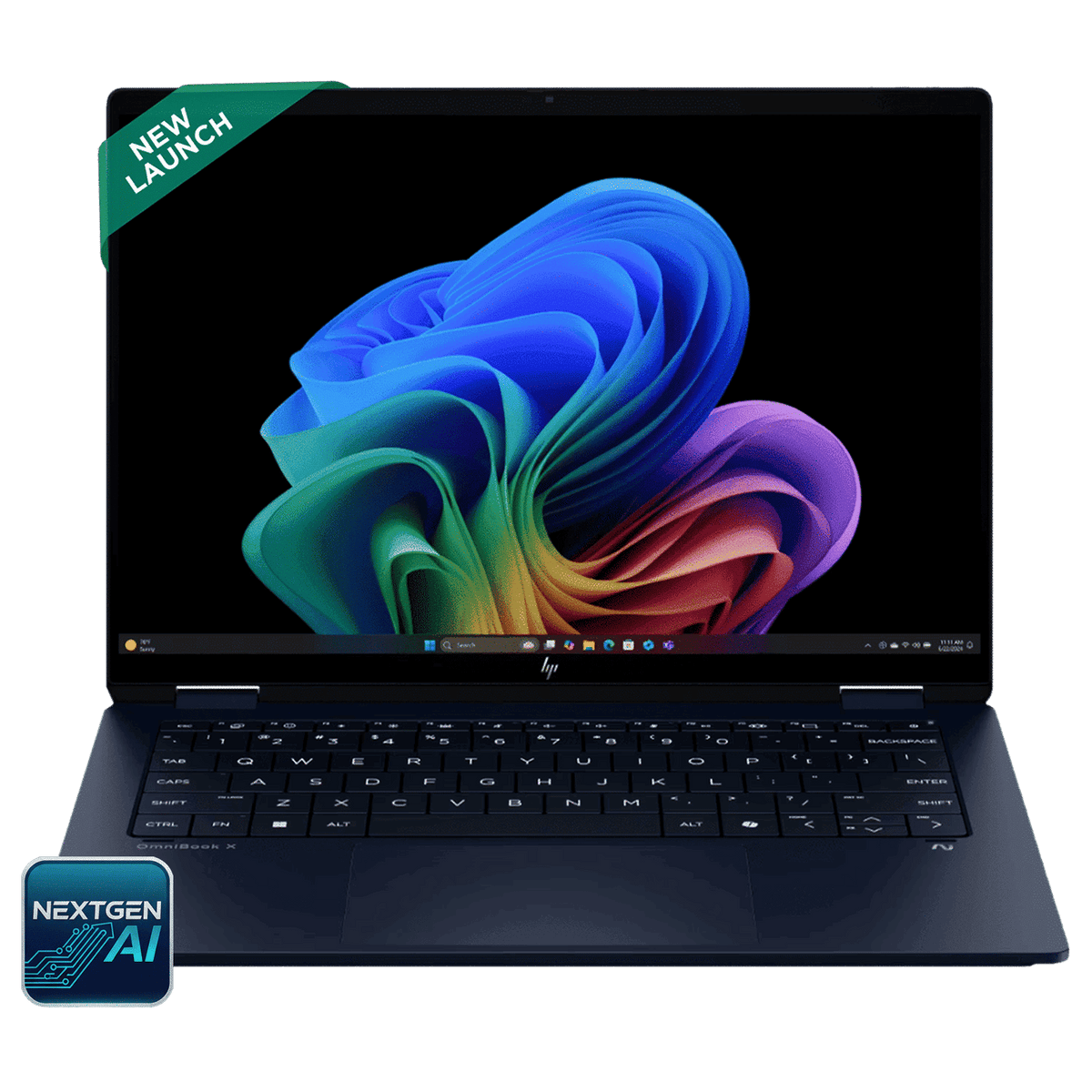 HP OmniBook X Flip 14-fm0100TU Intel Core Ultra 7 Touchscreen 2-in-1 Laptop (16GB, 1TB SSD, Windows 11 Home, 14 inch OLED Display, MS Office Home 2024, Atmospheric Blue, 1.38 KG)