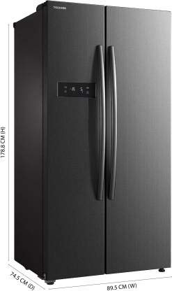 TOSHIBA 587 L with Inverter Side by Side Refrigerator (GR-RS530WE-PMI(06), Stainless Steel Finish)