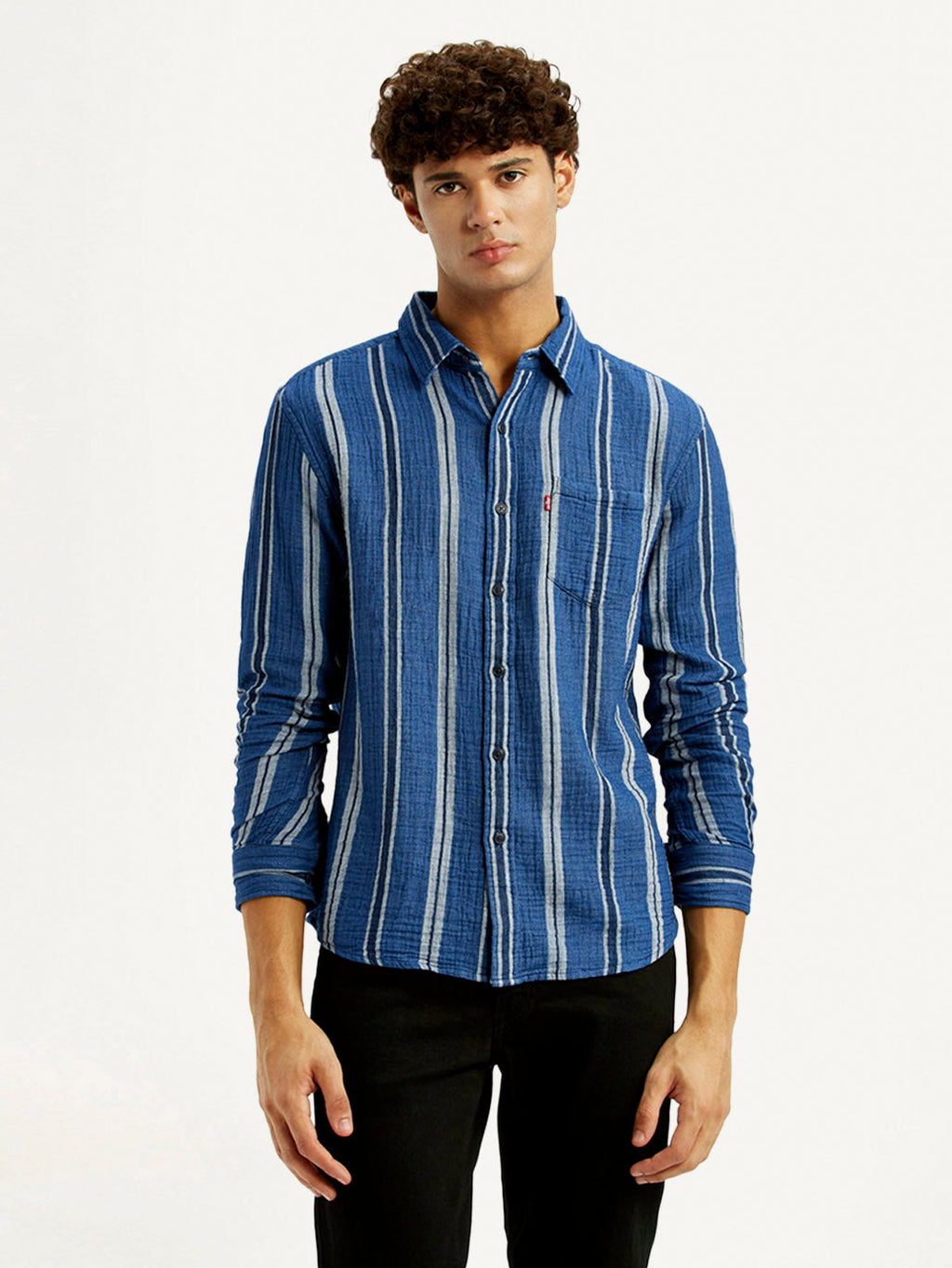 Men's Striped Blue Slim Fit Shirt