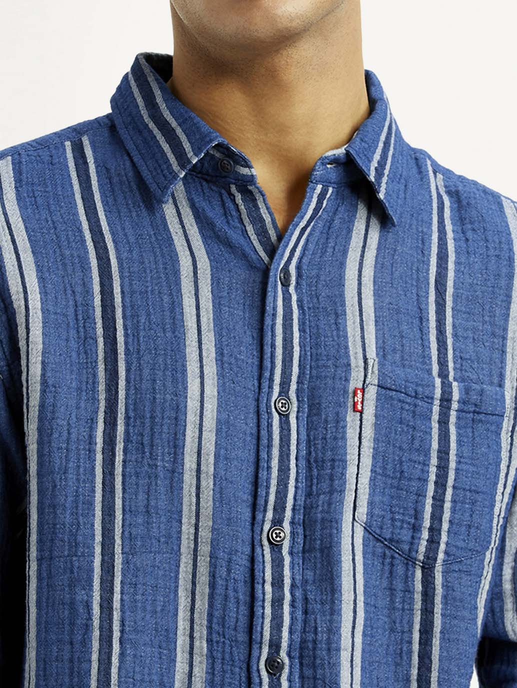 Men's Striped Blue Slim Fit Shirt