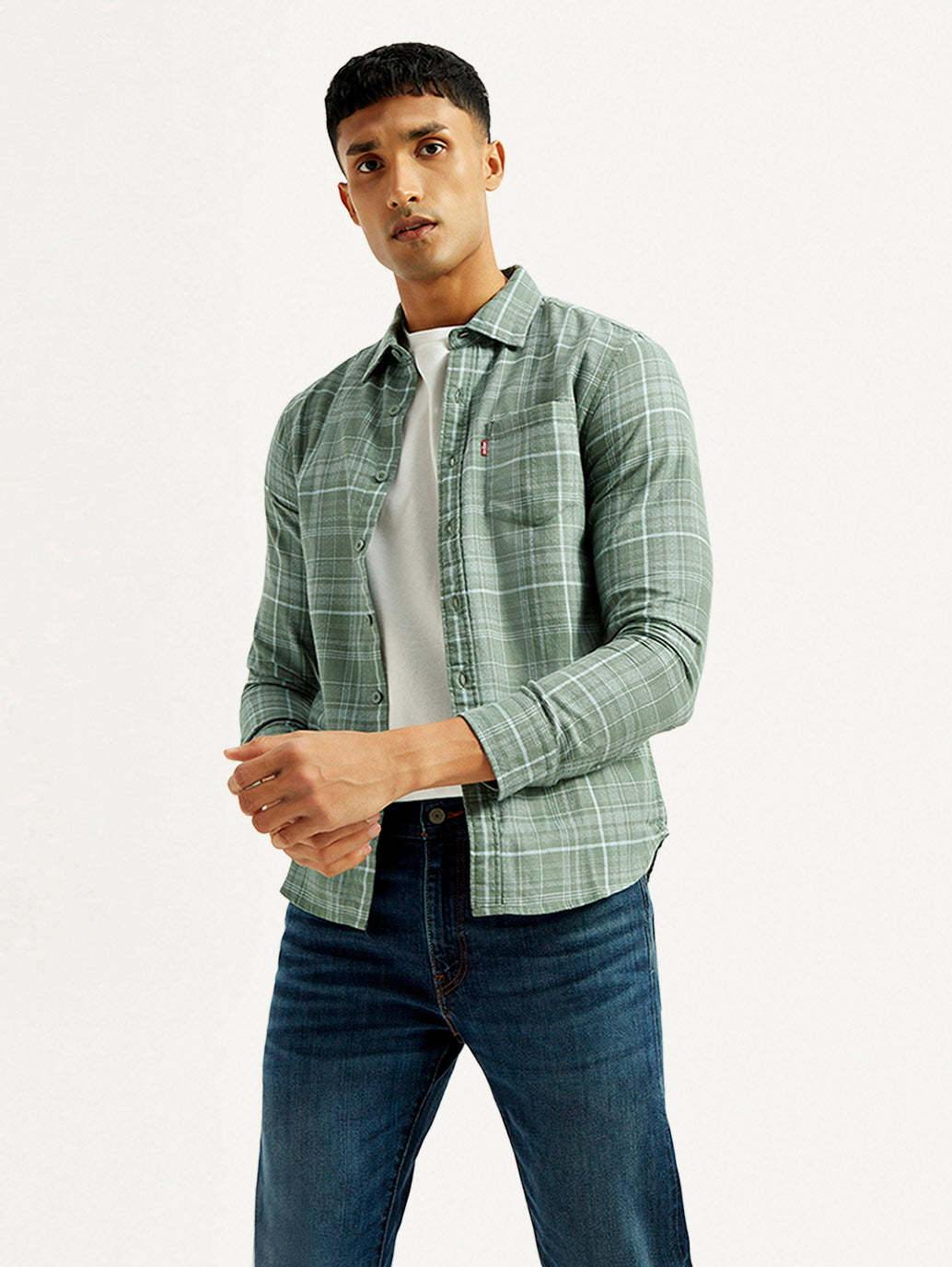 Men's Checkered Green Slim Fit Shirt