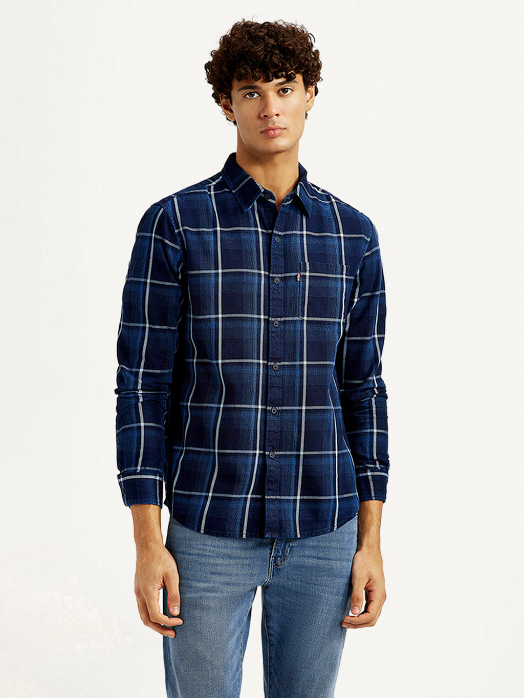 Men's Checkered Navy Slim Fit Shirt