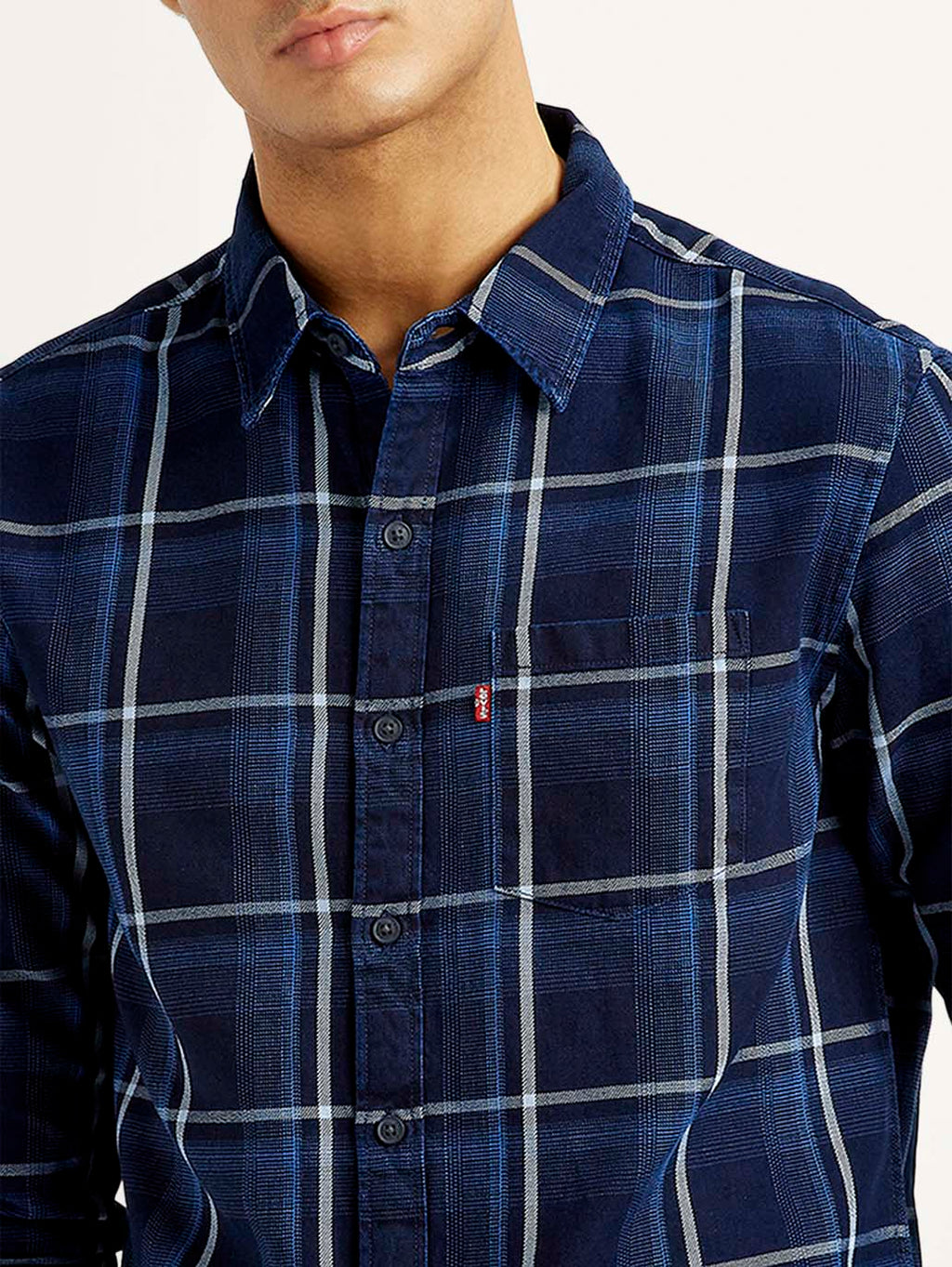 Men's Checkered Navy Slim Fit Shirt