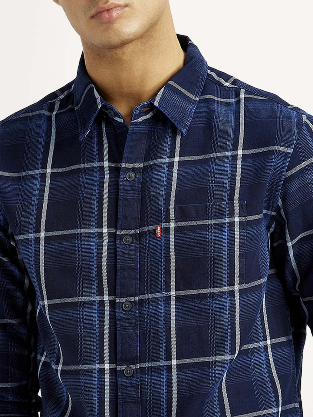 Men's Checkered Navy Slim Fit Shirt