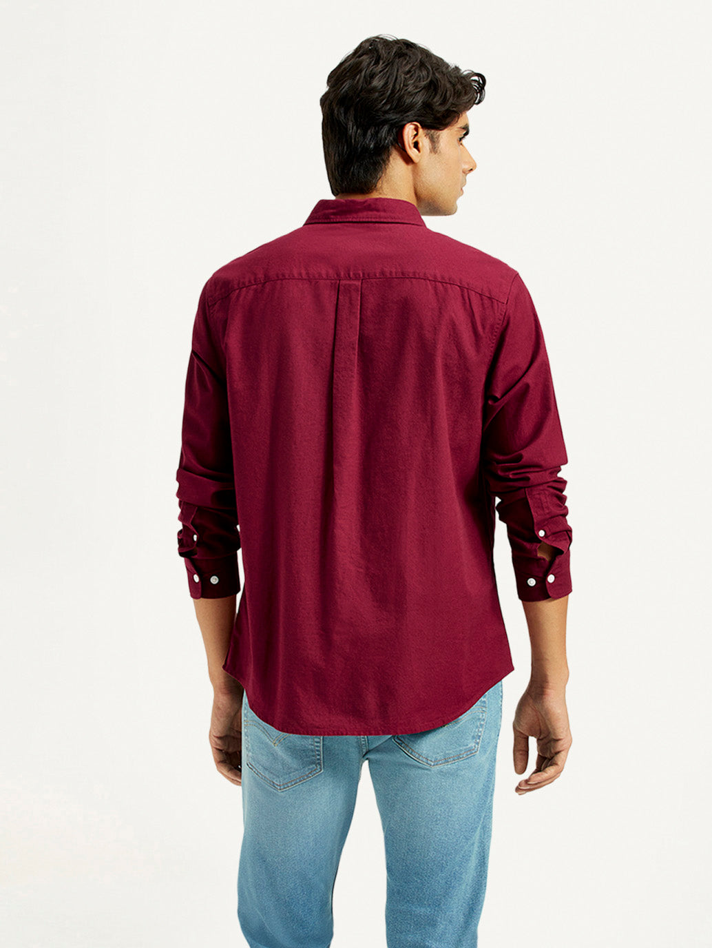 Men's Solid Maroon Slim Fit Shirt